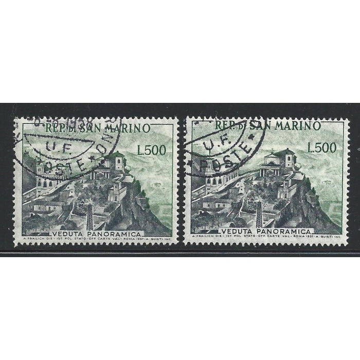 1958 SAN MARINO, n° 475  500 Lire grigio e verde  USATO