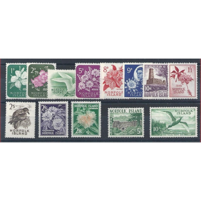 1960-63 Norfolk - SG 24/36 - Fiori ed uccelli - 13 valori  MNH**