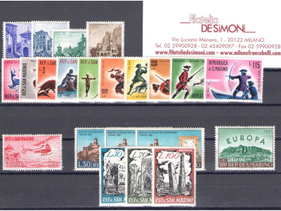 1961 San Marino, Annata Completa , francobolli nuovi 22 valori  - MNH**