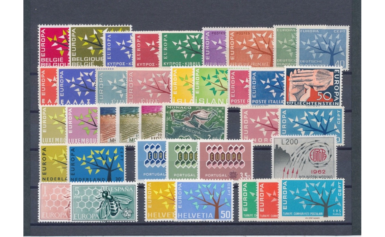 1962 EUROPA CEPT , annata completa , francobolli nuovi , 18 paesi 39 valori , MNH**