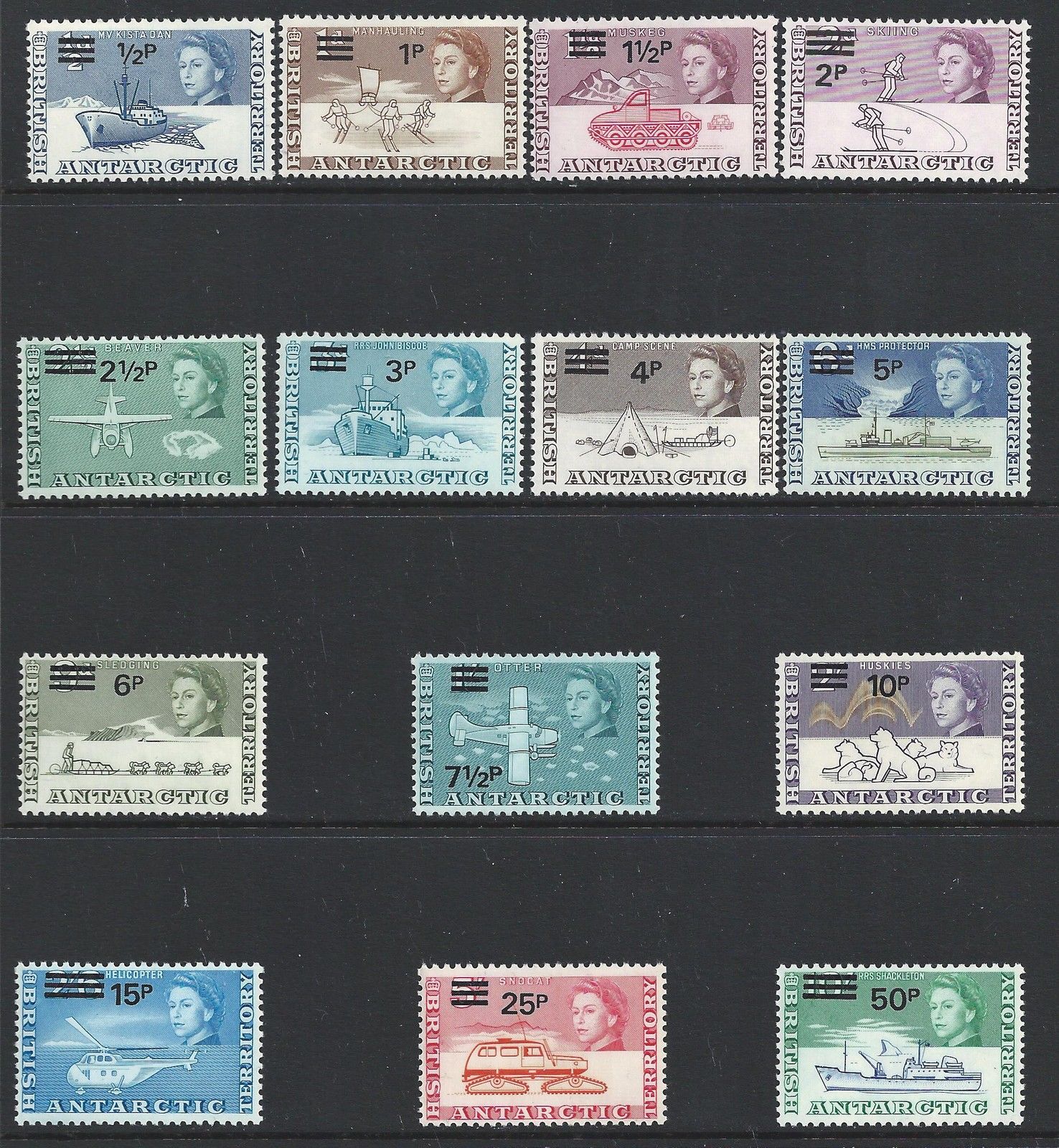 1971 ANTARTICO BRITANNICO - BRITISH ANTARCTIC - Serie Ordinaria, Yv 25/38 MNH**