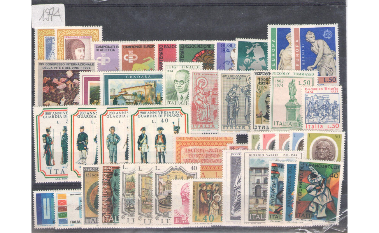 1974 Italia Repubblica , Annata Completa , francobolli nuovi 44 valori - MNH**