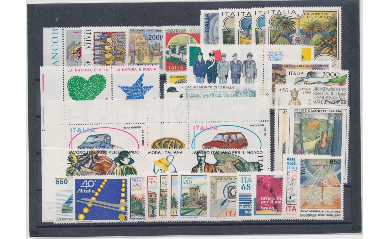 1986 Italia Repubblica, Annata Completa 42 valori , francobolli nuovi - MNH**