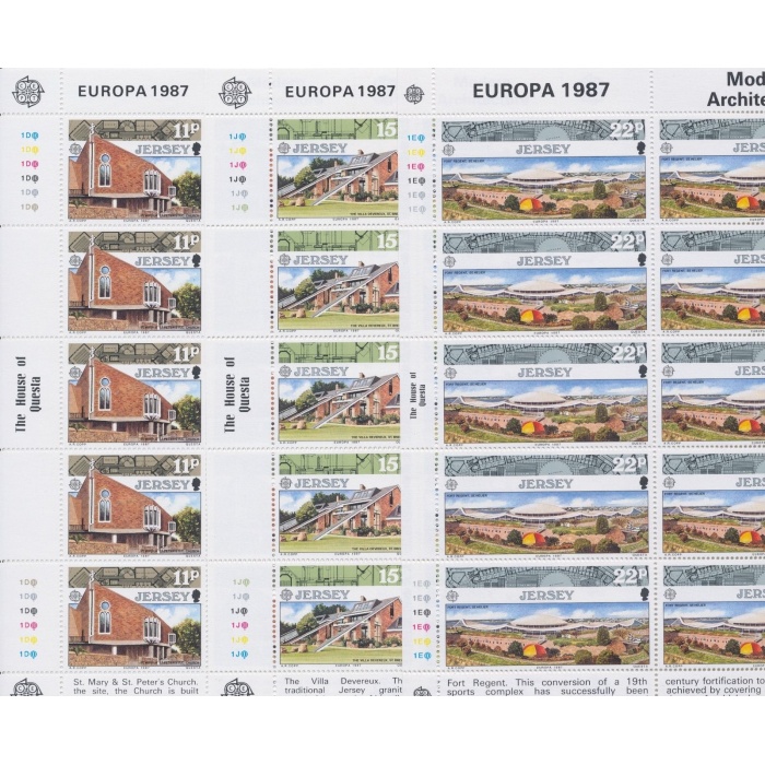 1987 EUROPA CEPT  Jersey 3 Minifogli "Architettura Moderna" MNH**