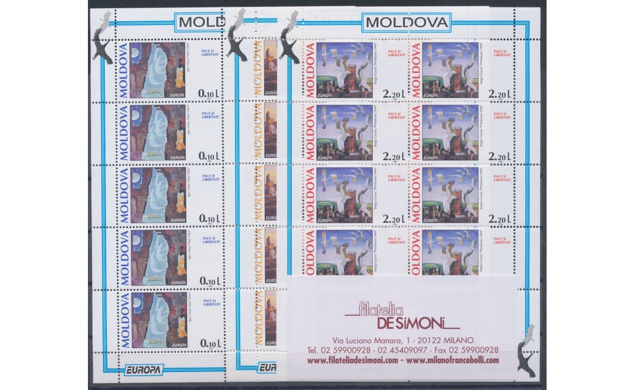 1995 EUROPA CEPT Moldavia/Moldova 3 Minifogli "Pace e Libertà" MNH**
