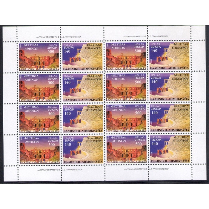 1998 EUROPA CEPT Grecia/Hellas 1 Minifoglio da 8 val MNH**