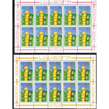 2000 EUROPA CEPT Georgia 2 Minifogli 10 val "Giovani e Futuro" MNH**