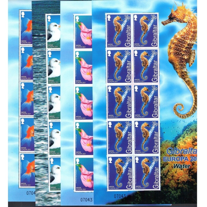 2001 EUROPA CEPT Gibilterra/Gibraltar 4 Minifogli da 10 val  MNH**