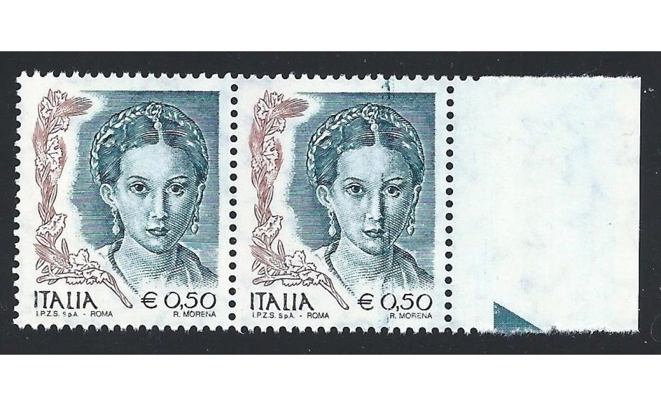 2003 Italia - Repubblica , , n° 2763 Donna nell'arte 50 cent. MNH** VARIETA'