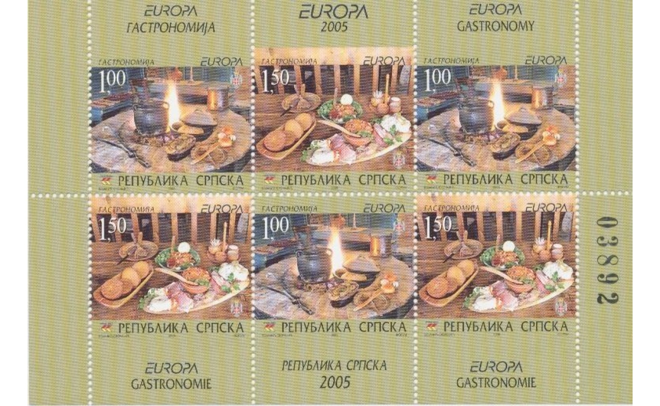 2005 EUROPA CEPT Bosnia Serba minifoglio di 6 valori Gastronomia  MNH**