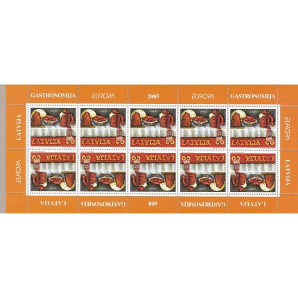 2005 EUROPA CEPT, Lettonia 1 Minifoglio da 10 valori  "Gastronomia"  MNH**