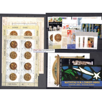 2006 Vaticano ,francobolli nuovi, Annata Completa 26 val + 5 BF + 1 Libretto