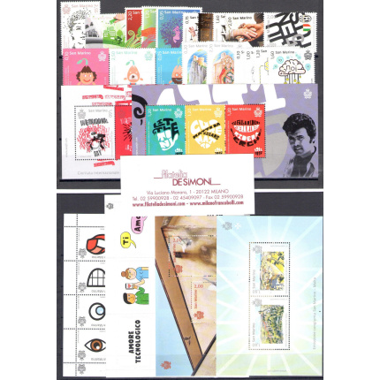 2016 San Marino , francobolli nuovi , Annata Completa 22 valori + 6 foglietti - MNH **