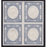1861 PROVINCE NAPOLETANE, n° 24c 50 grana azzurro grigiastro  MNH/** QUARTINA