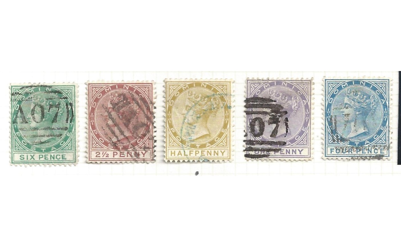1877-79 DOMINICA - SG n° 4/8   5 valori   USED