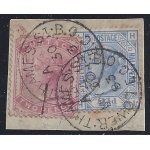 1880-81 GRAN BRETAGNA- n° 62+70 USATI SU FRAMMENTO