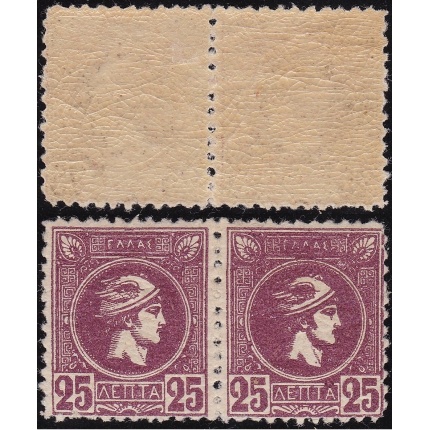 1893 Greece/Grecia, n° 97  25 lepta lilla coppia orizzontale MLH/MNH  */**