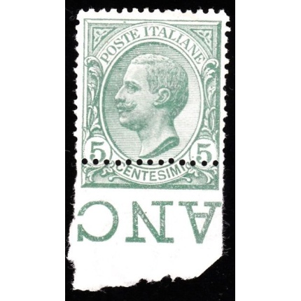 1906 Regno di Italia, n° 81ia Leoni 5 cent. verde  MNH/**  VARIETA'