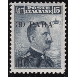 1908 Levante Costantinopoli, n°. 10  30pa. su 15c. grigio nero  MNH/**