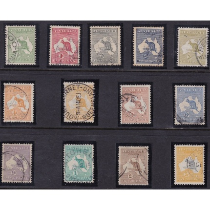 1913  AUSTRALIA, Kangaroos SG n° 1/13+6a  13 values  USED