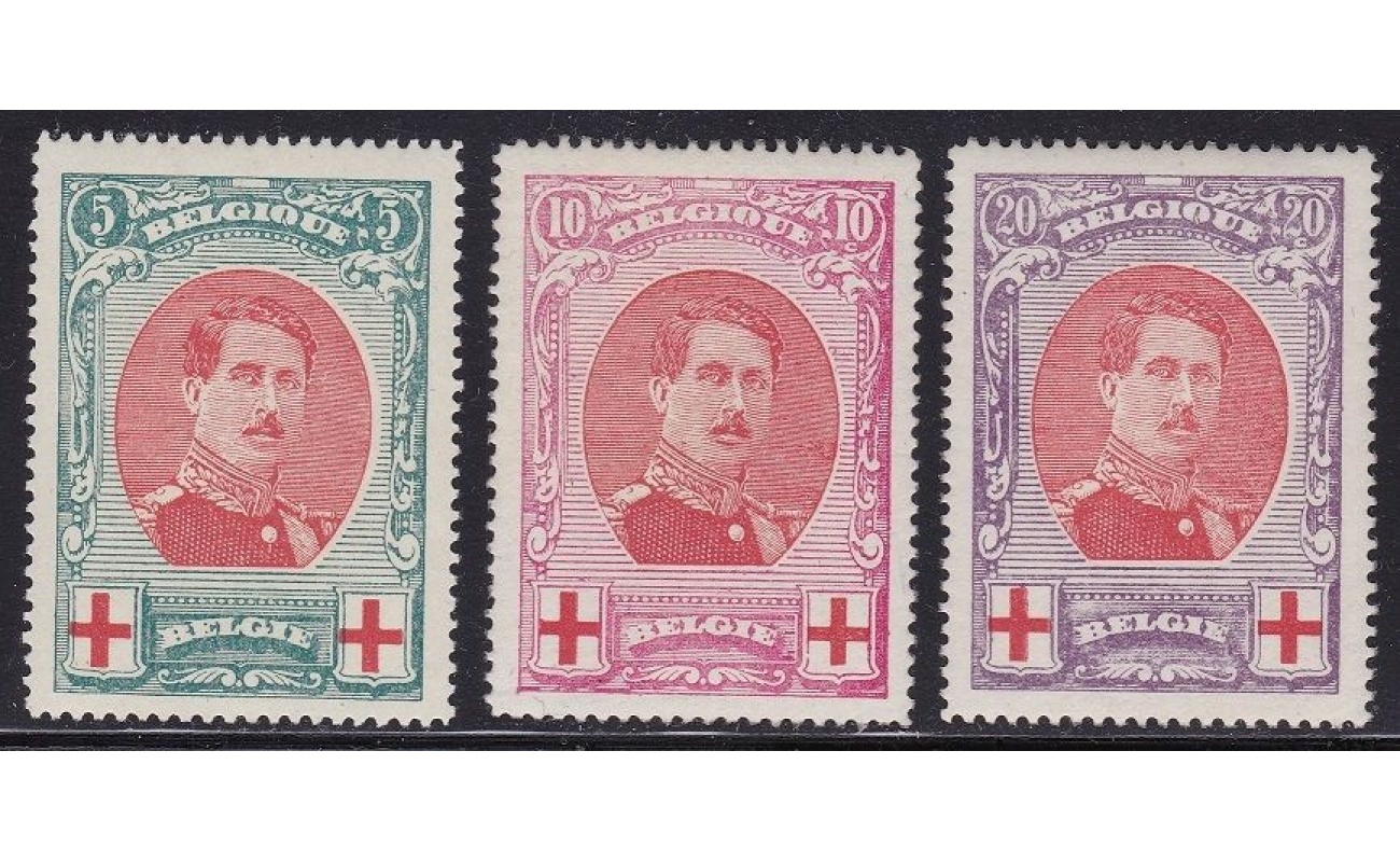 1915 Belgio - Catalogo Unificato n. 132/134 Croce Rossa - 3 valori -  MNH**