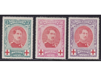 1915 Belgio - Catalogo Unificato n. 132/134 Croce Rossa - 3 valori -  MNH**