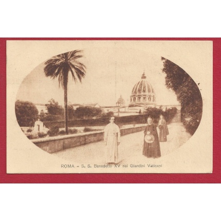 1917 ROMA, Benedetto XV° nei Giardini Vaticani  VIAGGIATA