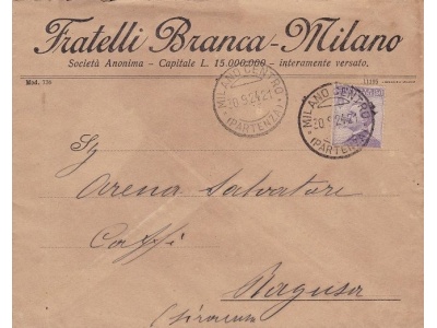 1924 Italia - Regno , Lettera pubblicitaria viaggiata Fratelli Branca