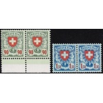 1924 SVIZZERA ,n° 208b+210b Stemmi 2 valori in coppia MNH/**