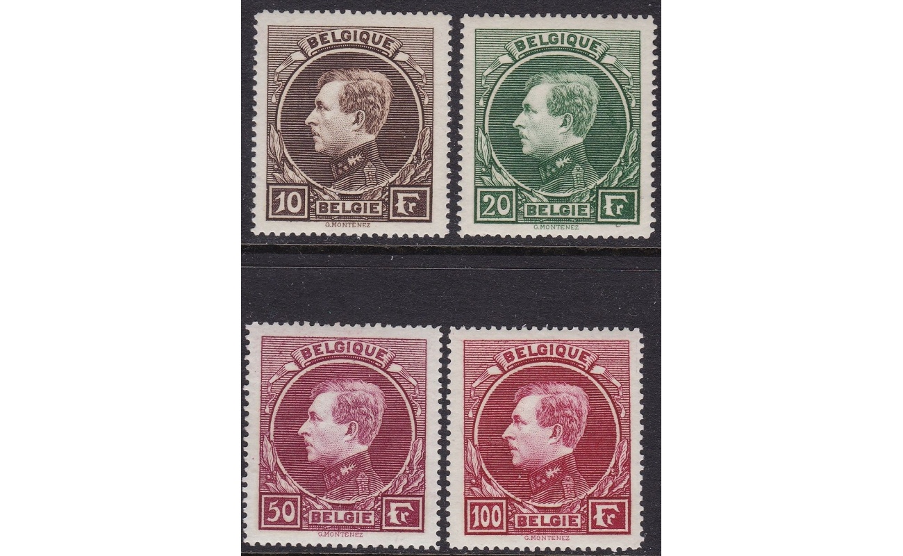 1929 Belgio - Catalogo COB n° 289/292  Effigie di Re Alberto I - Tipo Montenez -  4 valori - MNH**