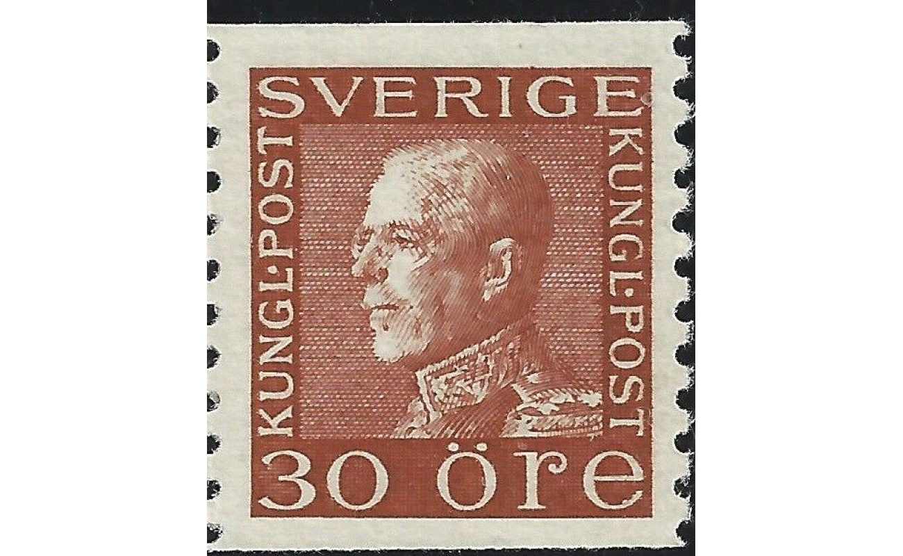 1929 Svezia, n. 215A 30 o. bruno giallo carta bianca MNH ** - Certificato Raybaudi
