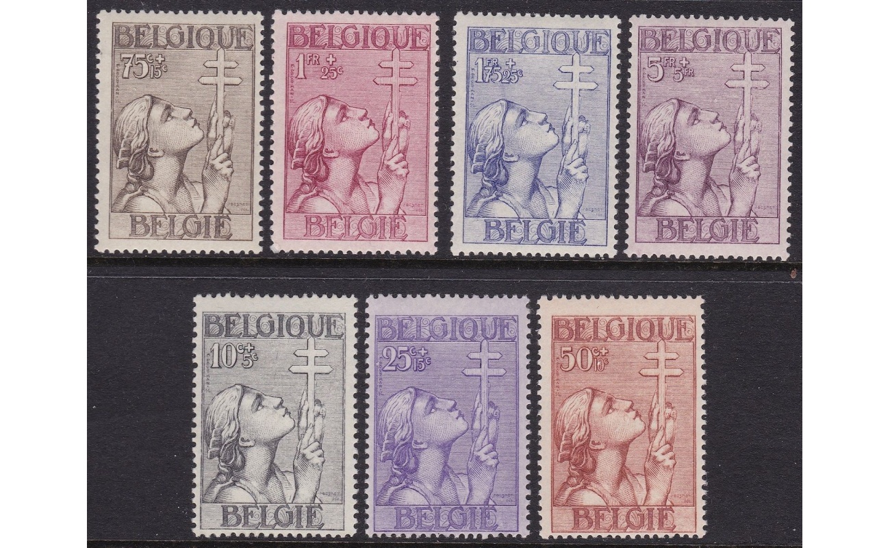 1933 Belgio - Croce di Lorena n. 377/383  serie di 7 valori   MNH/**