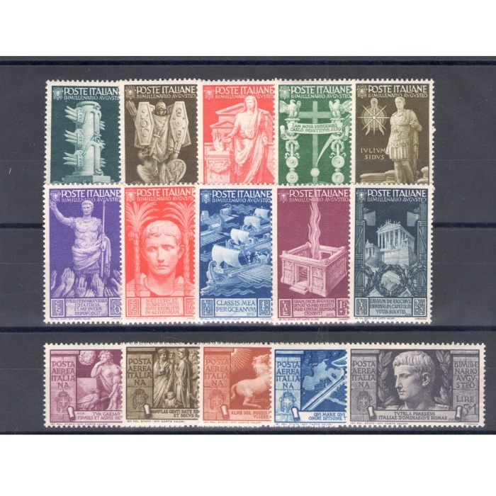 1937  Italia - Regno - Bimillenario di Augusto - 15 valori - MNH** n. 416/25 +Posta Aerea 106/10