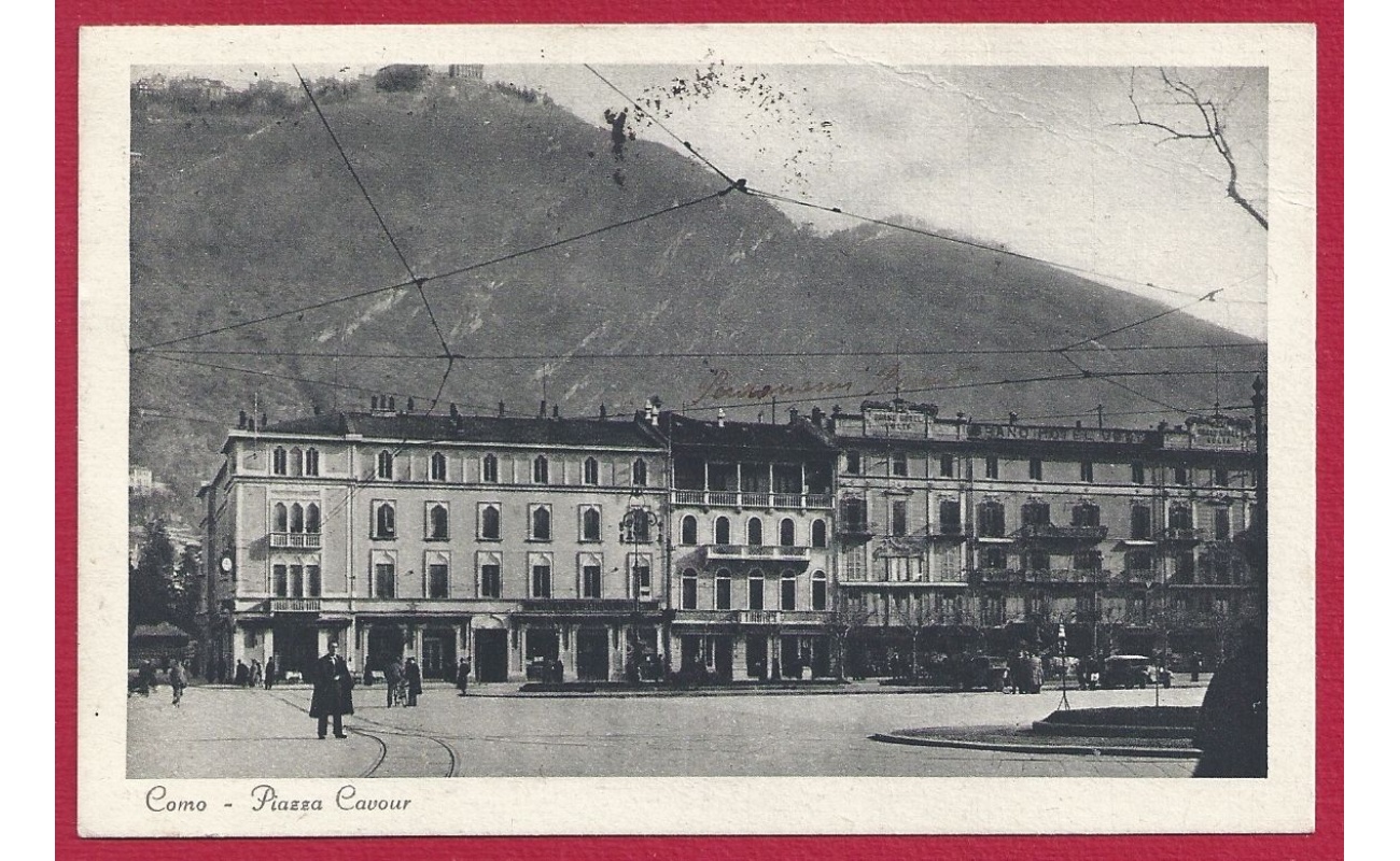 1938 COMO,  Piazza Cavour  cartolina VIAGGIATA