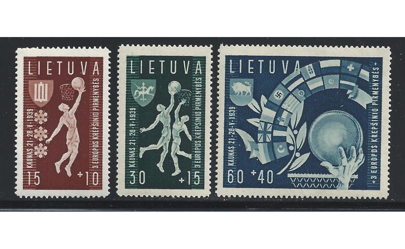 1939 Lituania - n° 370/372  3 valori  MNH/**