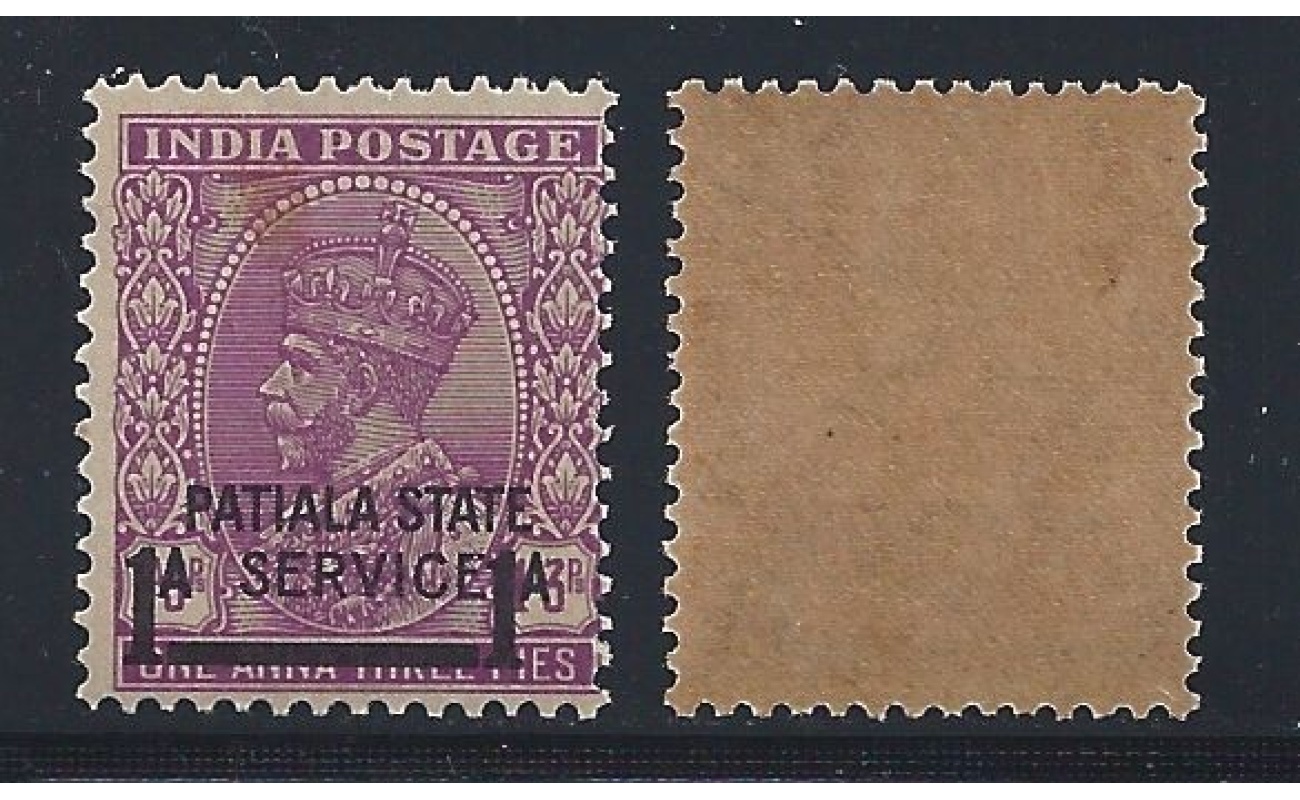 1940 INDIA Patiala - SG O70  1a on 1a.3p Giorgio V° sovrastampato MNH**