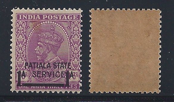 1940 INDIA Patiala - SG O70  1a on 1a.3p Giorgio V° sovrastampato MNH**