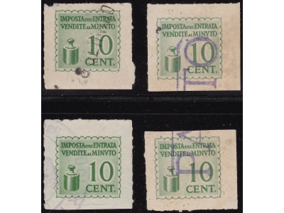 1944 Valori fiscali IGE  10 c. verde giallo usato