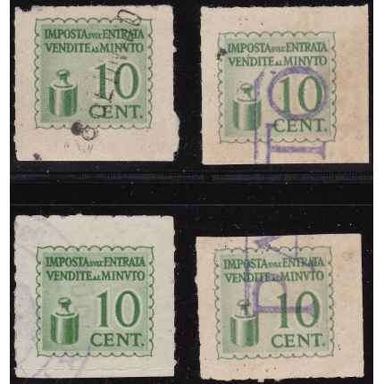 1944 Valori fiscali IGE  10 c. verde giallo usato