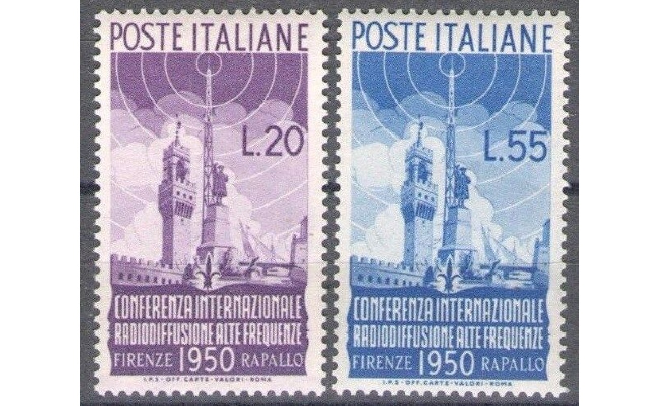 1950 Italia - Repubblica, Radiodiffusione , 2 valori , n. 623-624 , MNH**