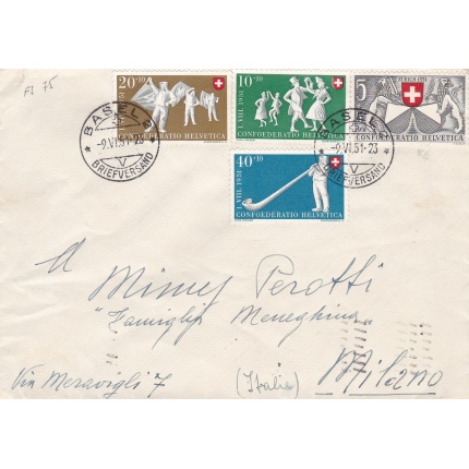 1951 SVIZZERA  Zum. PP 51/53+55 su lettera primi giorni d'uso