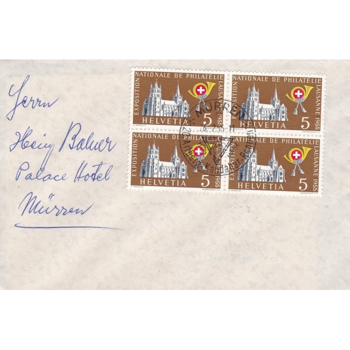 1955 SVIZZERA, Zum. n° 320 quartina su lettera