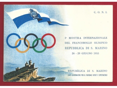 1955 San Marino, PA n° 114/115 Cartoncino del CONI Francobollo Olimpico
