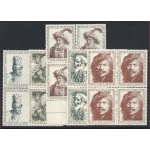 1956 OLANDA  - n° 649/653  5 valori  MNH/** Blocco di quattro