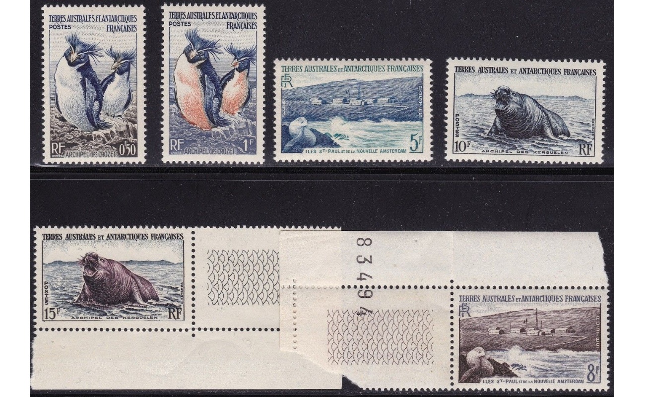1956 TAAF - Maury n. 2/6 - Fauna dell'Antartico - set of 6  MNH**