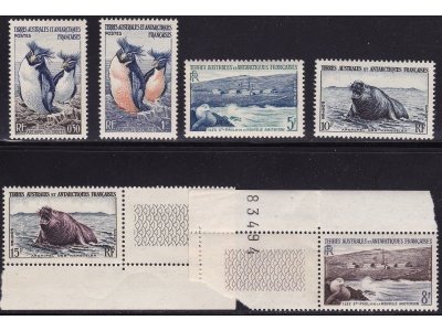 1956 TAAF - Maury n. 2/6 - Fauna dell'Antartico - set of 6  MNH**