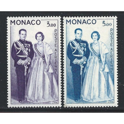 1960-61 MONACO, Posta Aerea n° 74 e 76 , Principi Ranieri e Grace di Monaco , 2 valori , MNH**