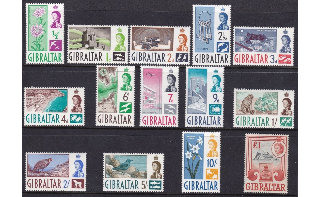 1960-62 GIBILTERRA/GIBRALTAR, SG n° 160/173 14 valori  MNH/**