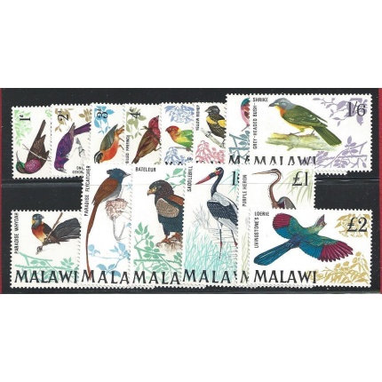 1968 MALAWI - Catalogo Yvert n. 92/105 - Serie Ordinaria - Uccelli 14 valori -  MNH**