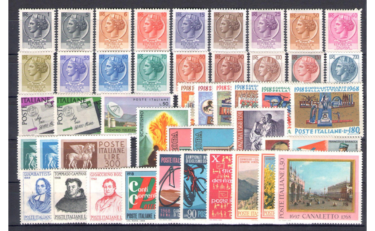 1968 Italia Repubblica, francobolli nuovi, Annata completa 46 valori - MNH**